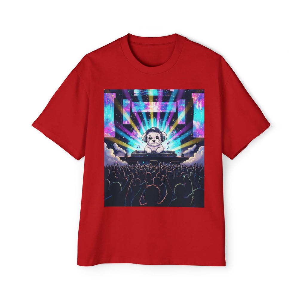 Men’s Heavy Oversized Tee – Izzy at the Rave Edition 🎶🐾