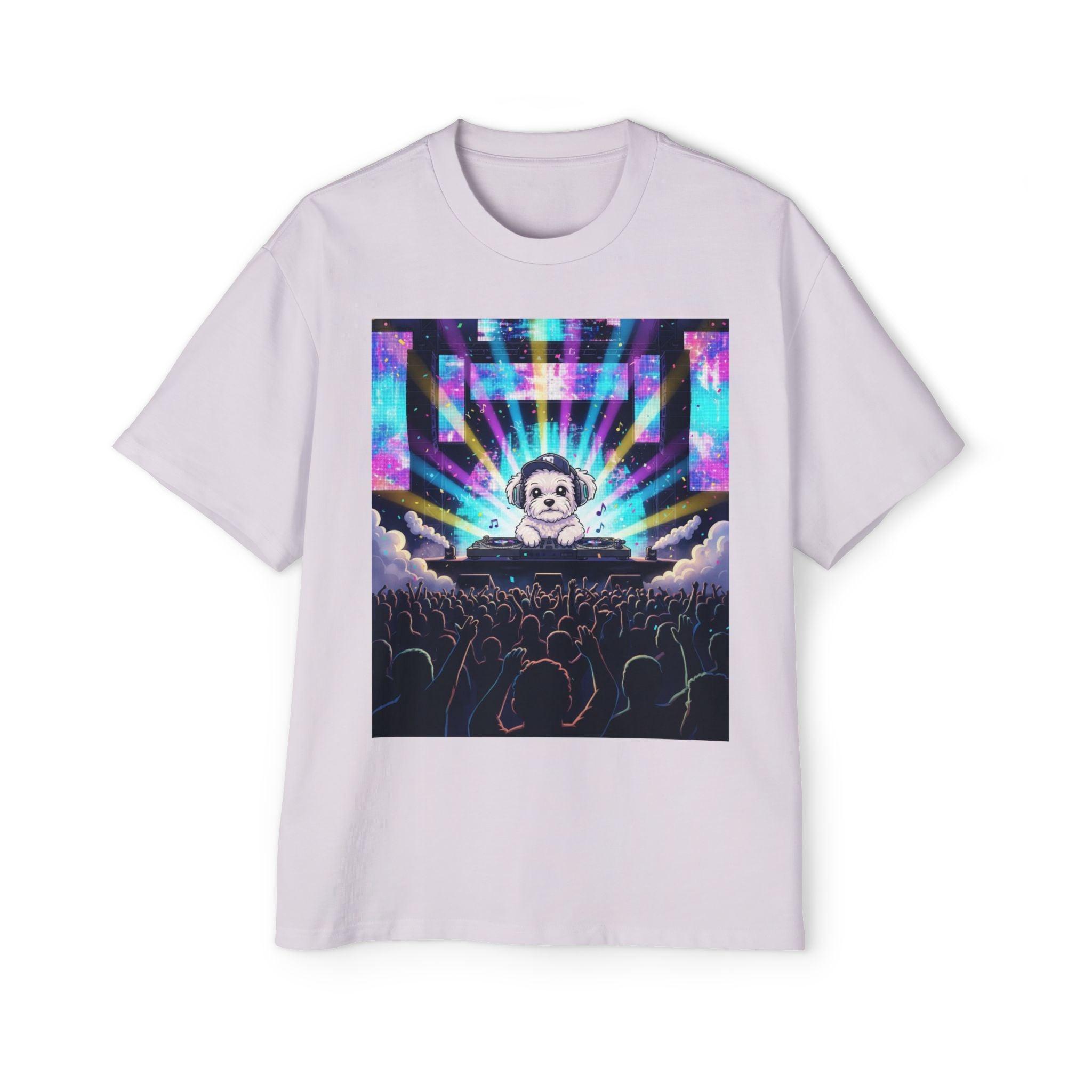 Men’s Heavy Oversized Tee – Izzy at the Rave Edition 🎶🐾